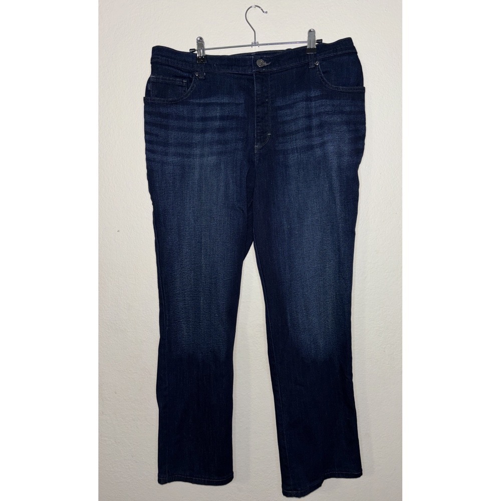 Lee Pants Womens 16 Blue Denim Jeans Straight Leg High Rise Relaxed Fit Slims